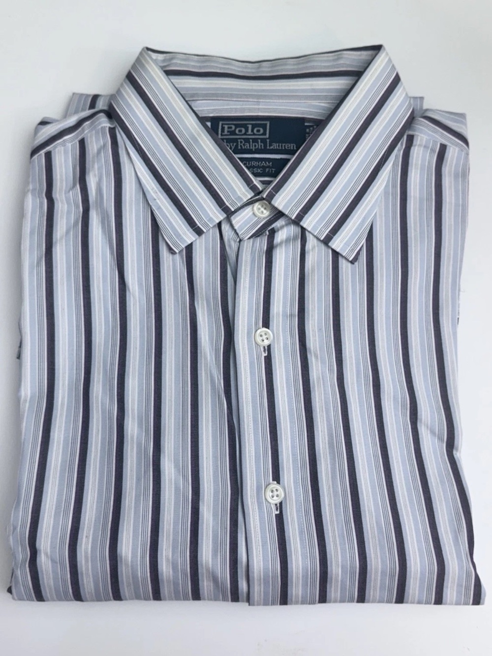 Vintage Polo Ralph Lauren Men's Curham Classic Fit Striped Button-Up Shirt